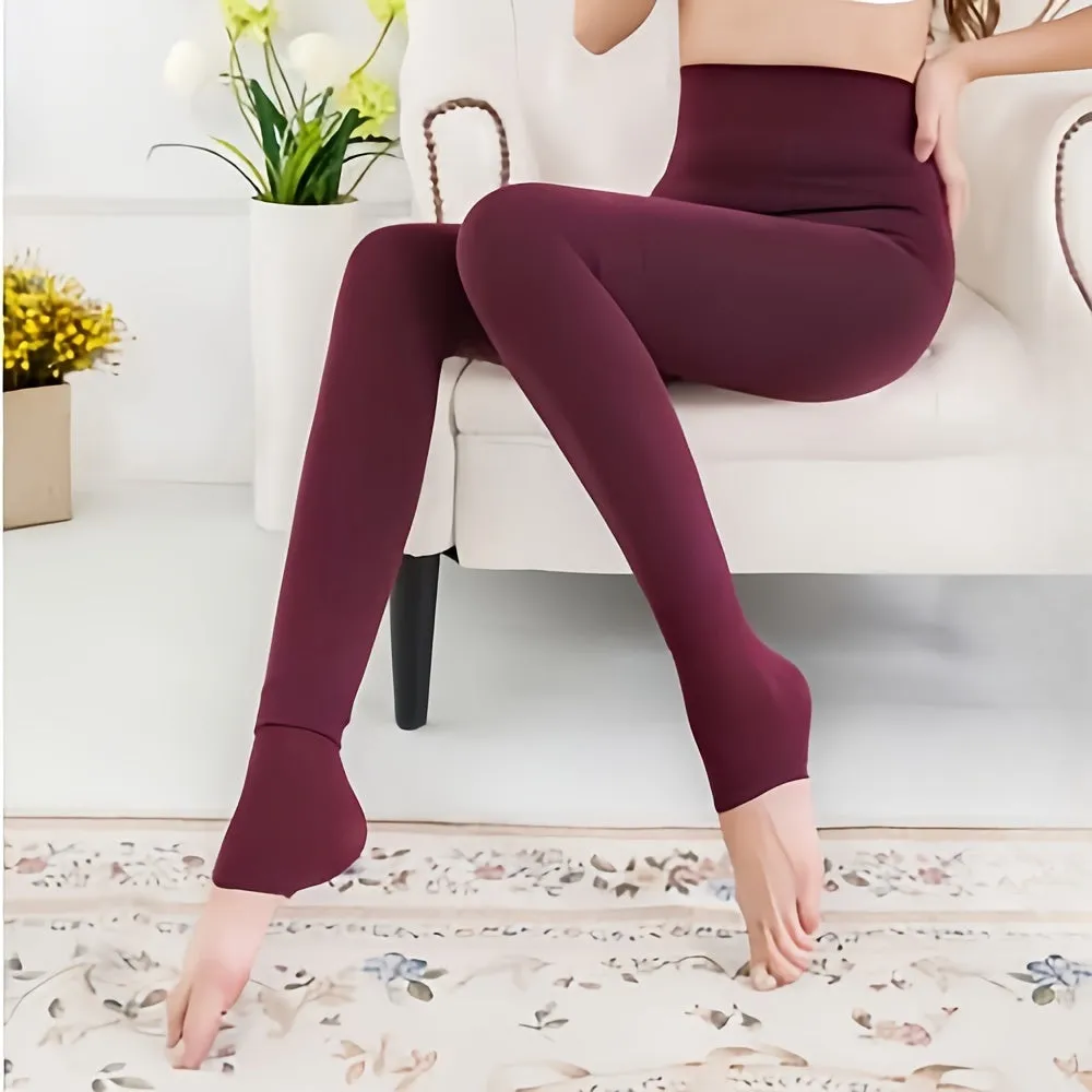 1PC Pearl Wool Thick Fleece Warm Leggings - Women's Tights for Cold Weather with Smooth Leg Lines, Heat Storage, and Stylish Design - Perfect for Home, Office, or Outdoor Activities