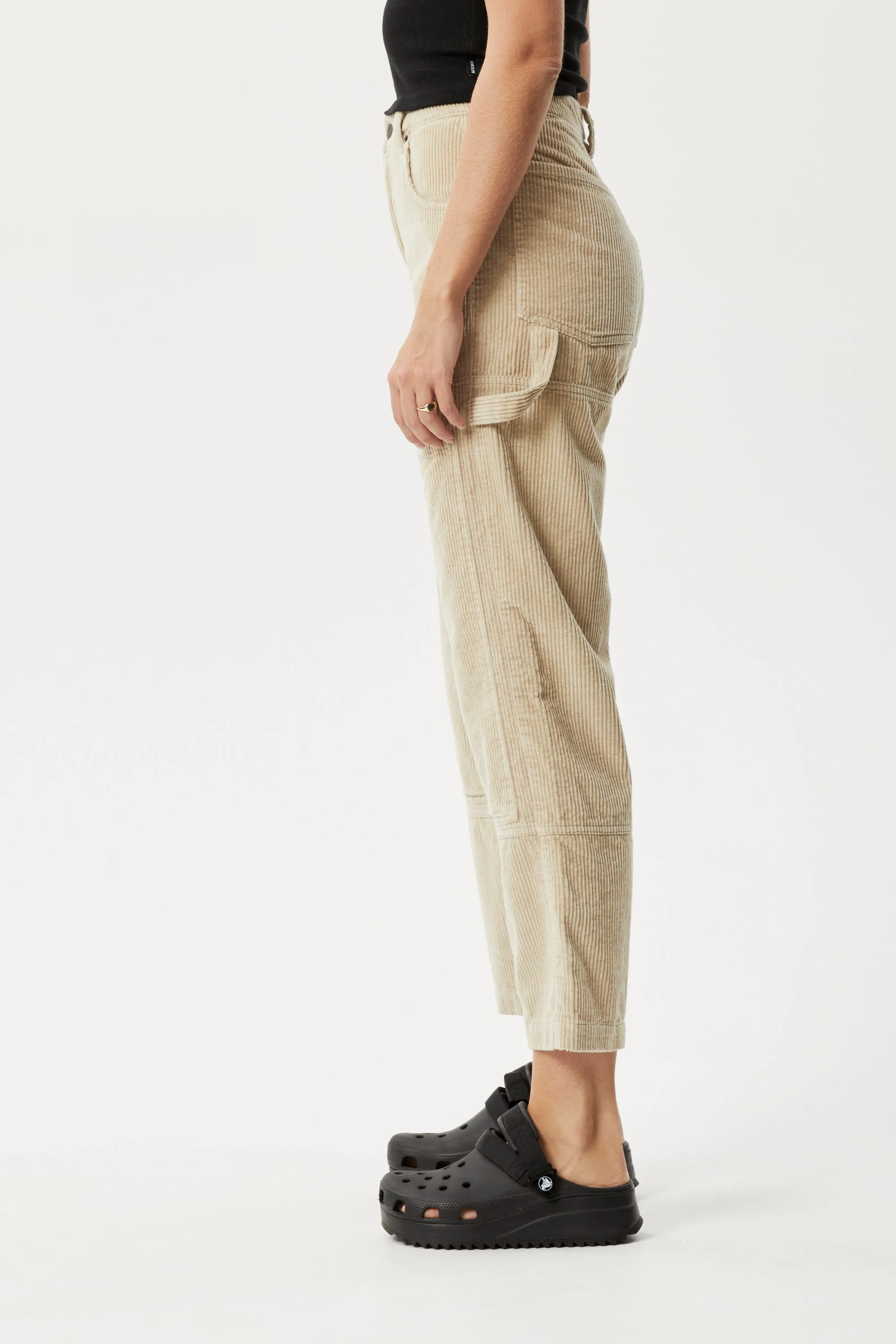 AFENDS Womens Paradise Moss - Corduroy Pants - Dark Ecru