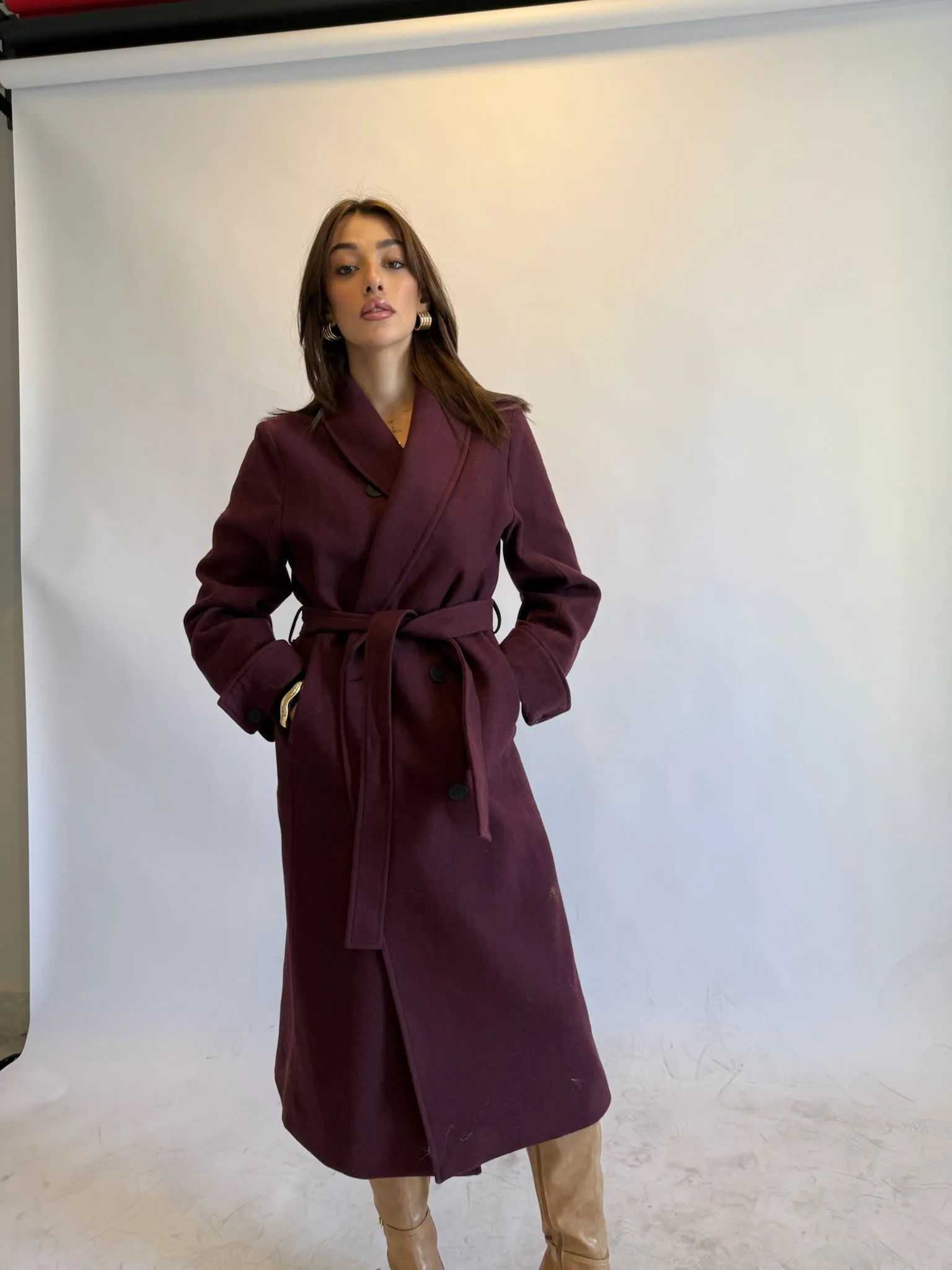 Anastasia Wool Coat Burgundy