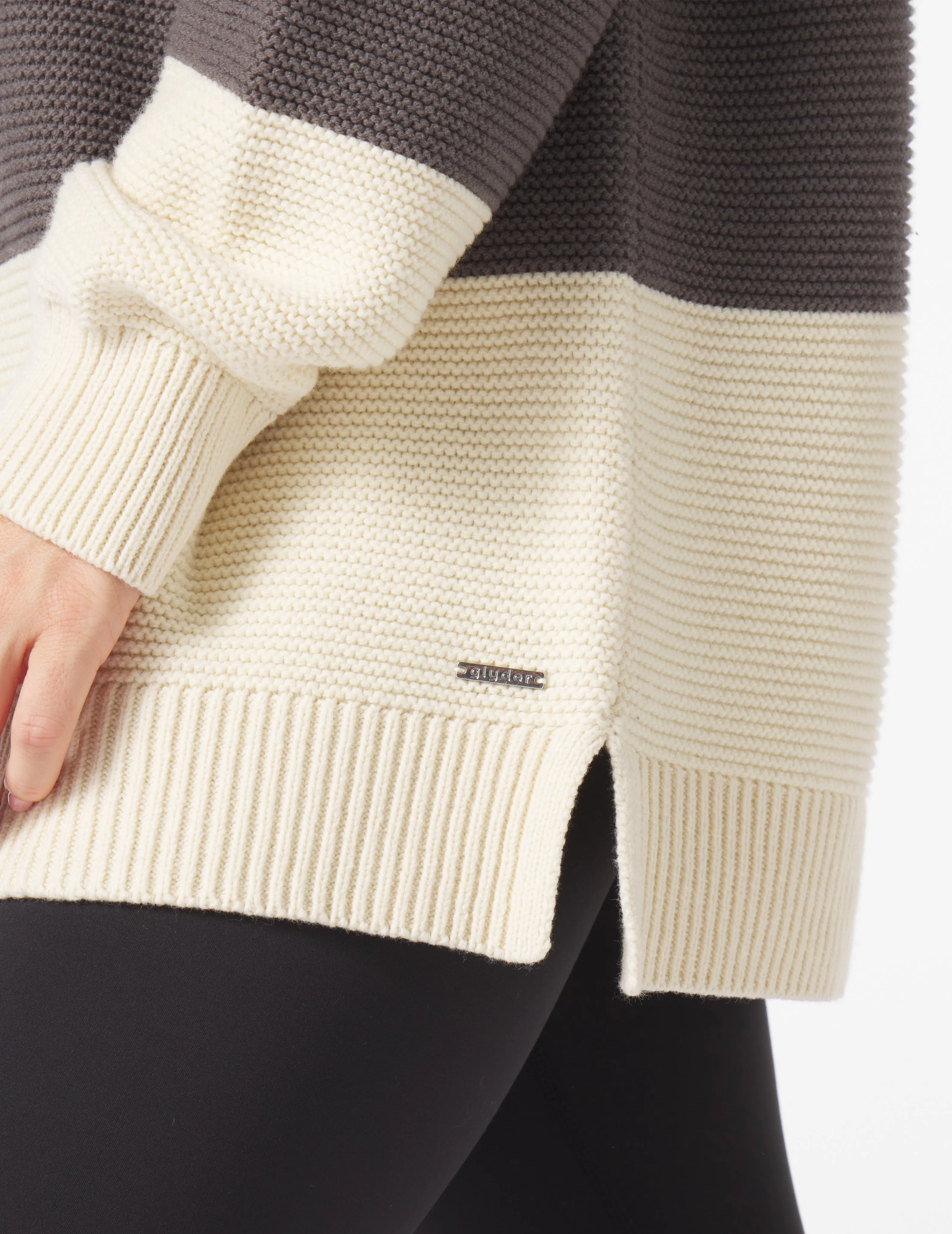 Aspen Sweater: Black/Carbon/Oatmilk