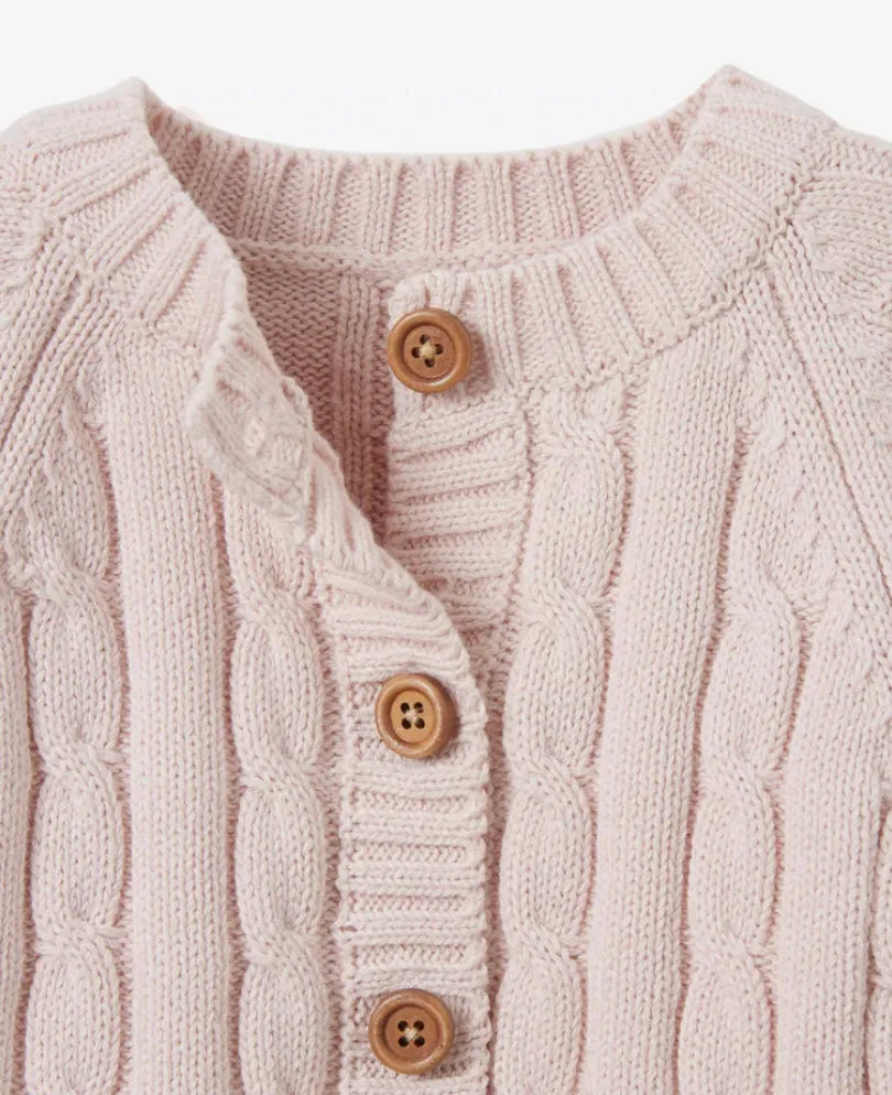 Baby cable knit light pink cardigan *monogram available