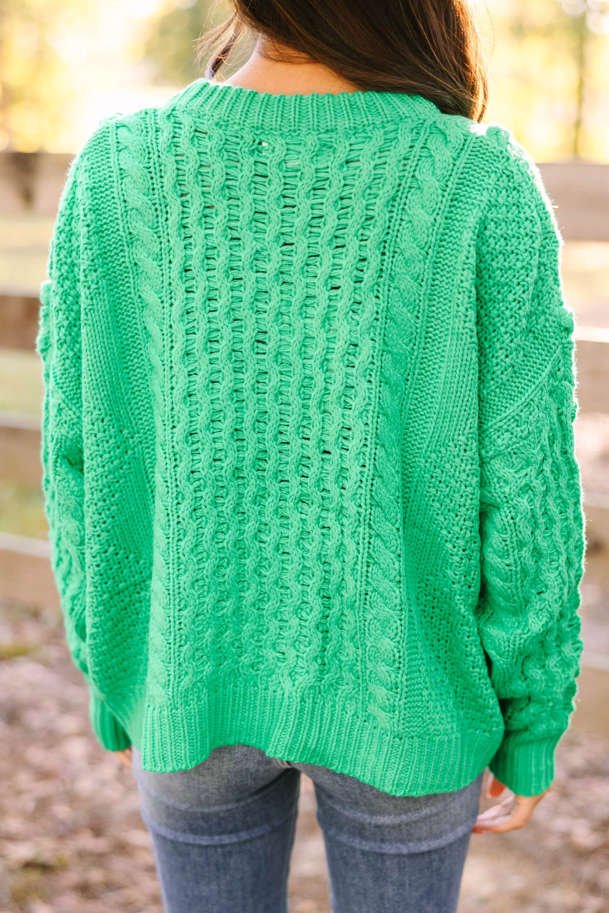 Be The Best Kelly Green Cable Knit Sweater