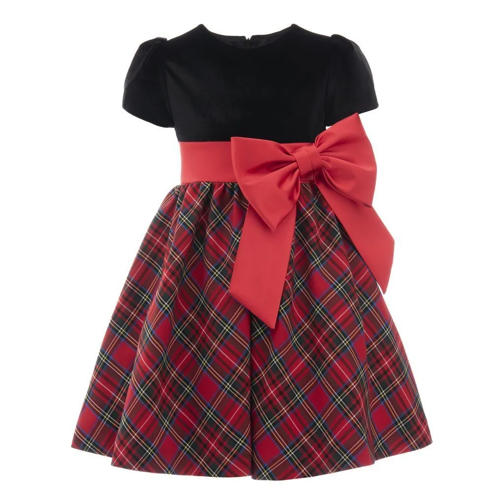 Black Plaid Bow Dress