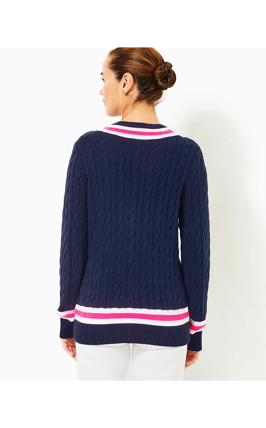 BROCKTON SWEATER - LOW TIDE NAVY X PASSION FRUIT PINK - TIPPING