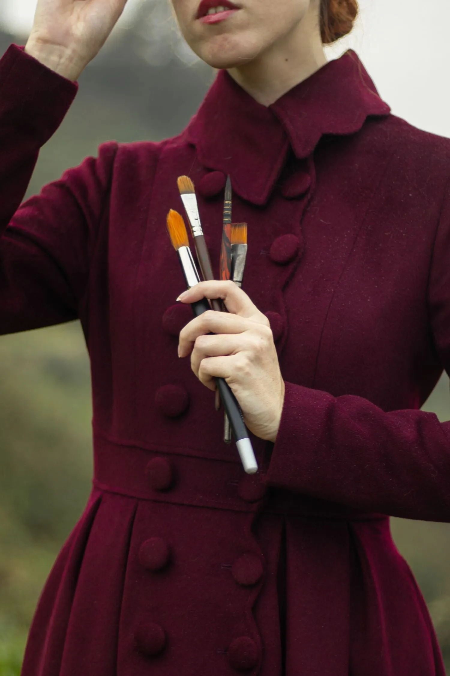 Burgundy Princess long wool coat 4813