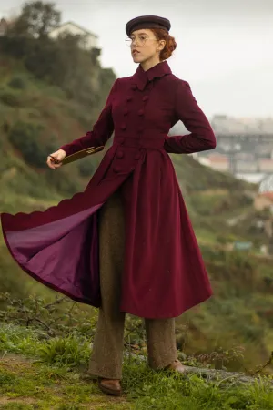 Burgundy Princess long wool coat 4813