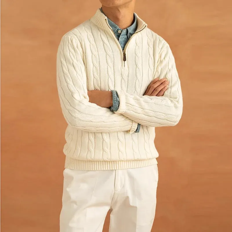 CABLE HALF-ZIP SWEATER