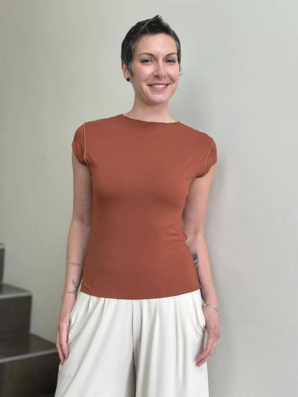 Cap Sleeve Mock Top