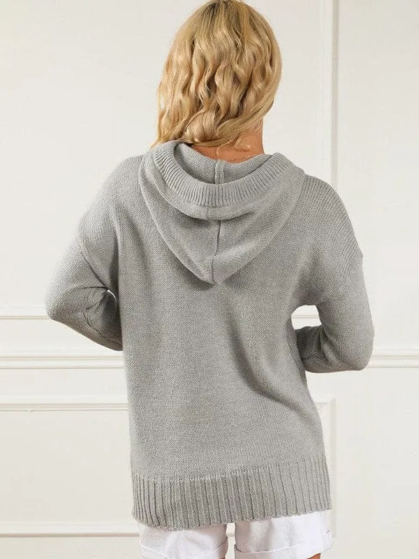 Casual Hooded Knit Sweater