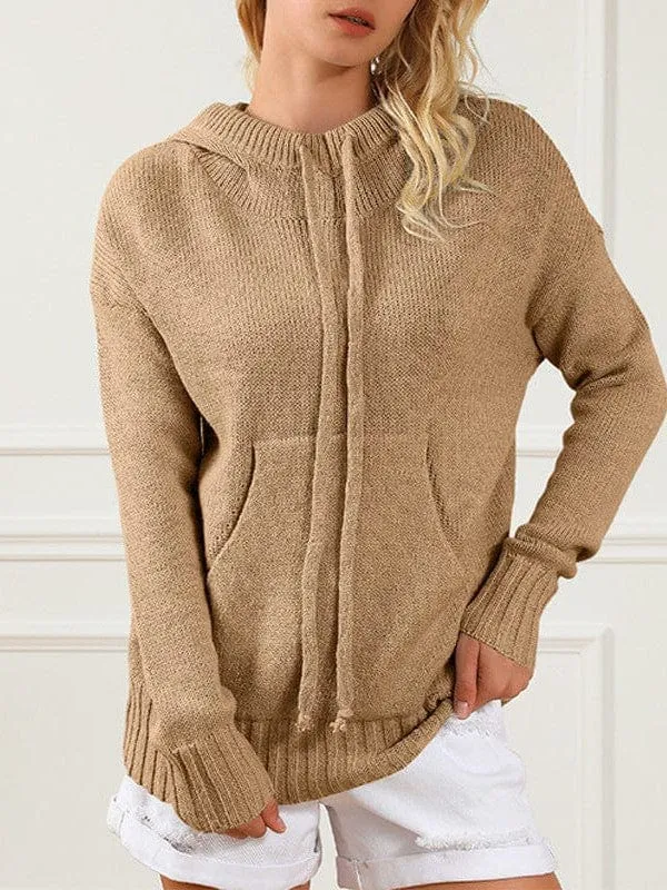 Casual Hooded Knit Sweater