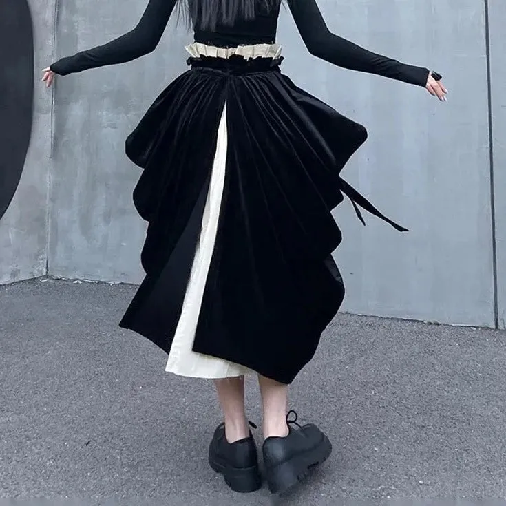 Casual Minimal Goth Irregular Design Layered Skirt