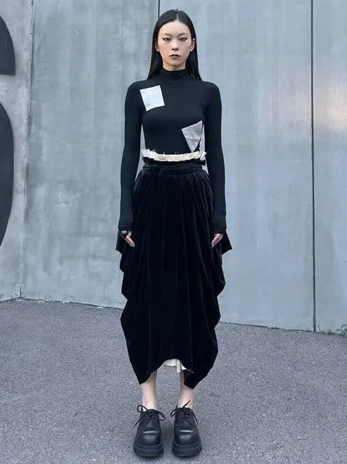 Casual Minimal Goth Irregular Design Layered Skirt