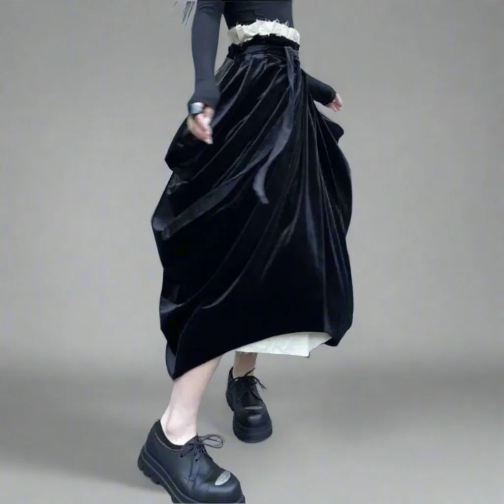 Casual Minimal Goth Irregular Design Layered Skirt