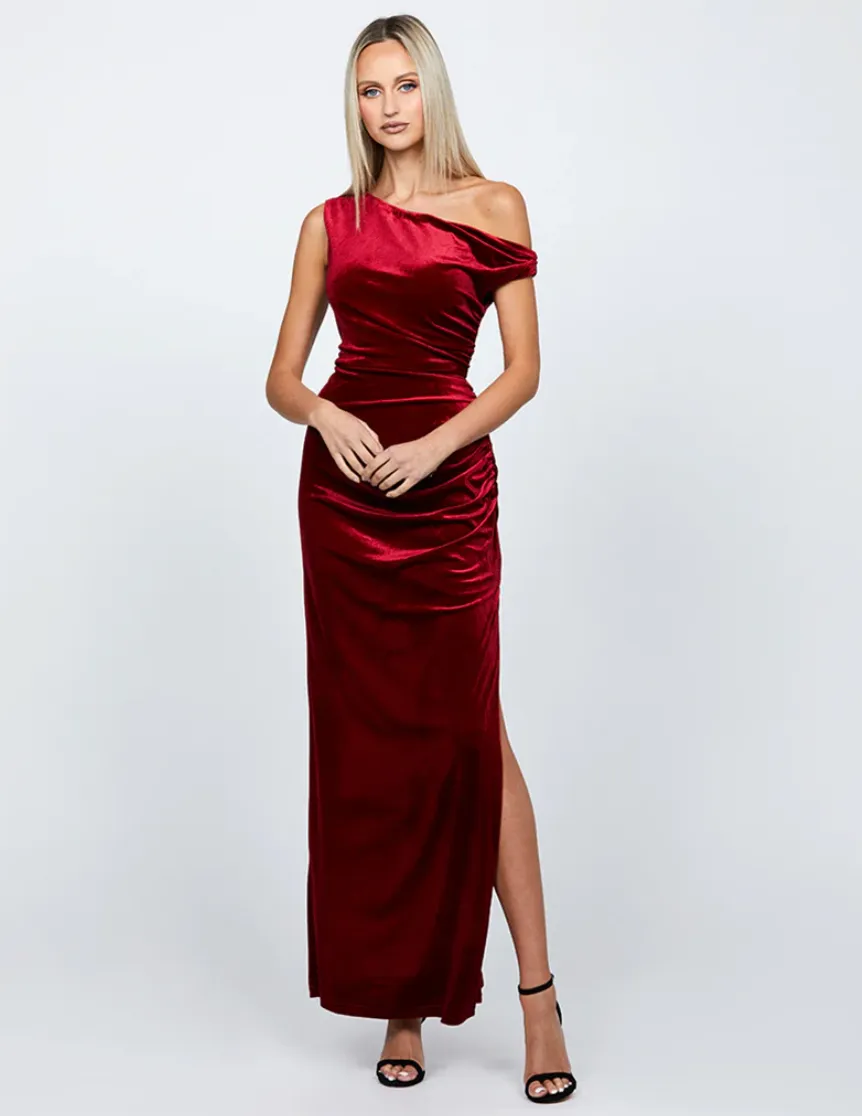 Claudine Velvet Gown by Bariano - Wine