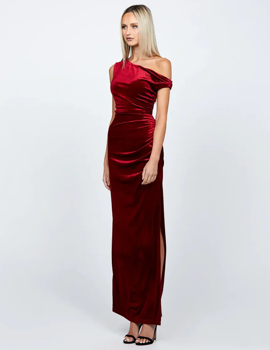 Claudine Velvet Gown by Bariano - Wine