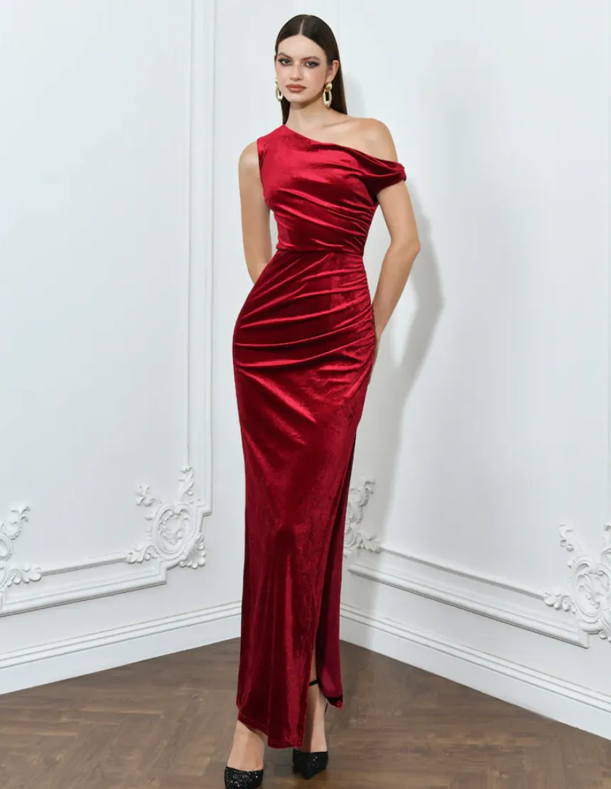 Claudine Velvet Gown by Bariano - Wine