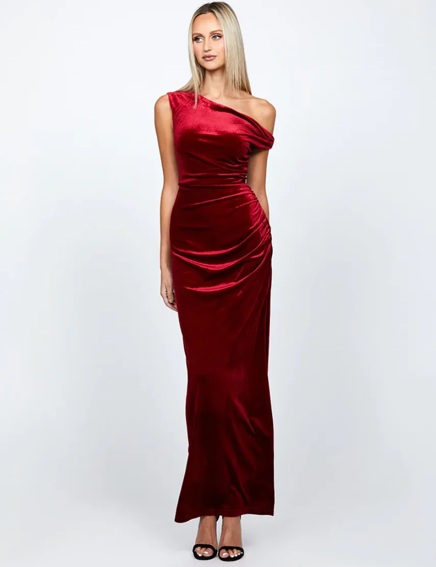 Claudine Velvet Gown by Bariano - Wine