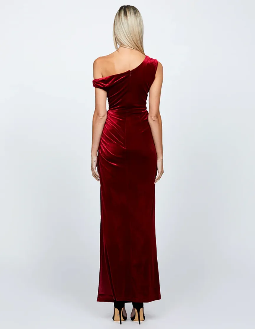 Claudine Velvet Gown by Bariano - Wine