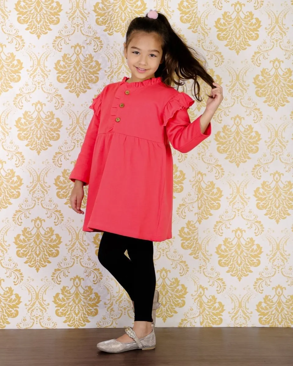 Combo of Girls Cute Raspberry Sweater Dress with Black Leggings