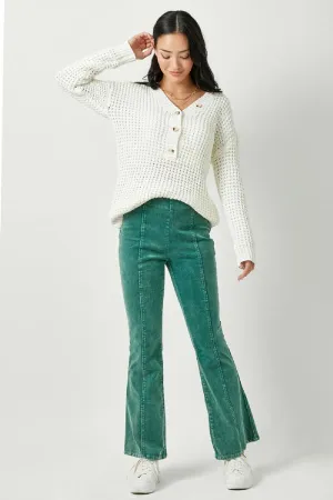 Corduroy Flare Pants - Teal