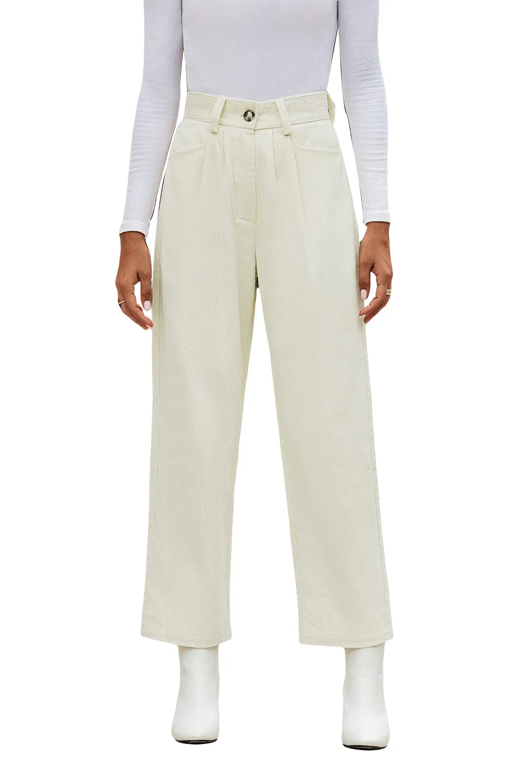 Corduroy High Waist Straight Leg Pants