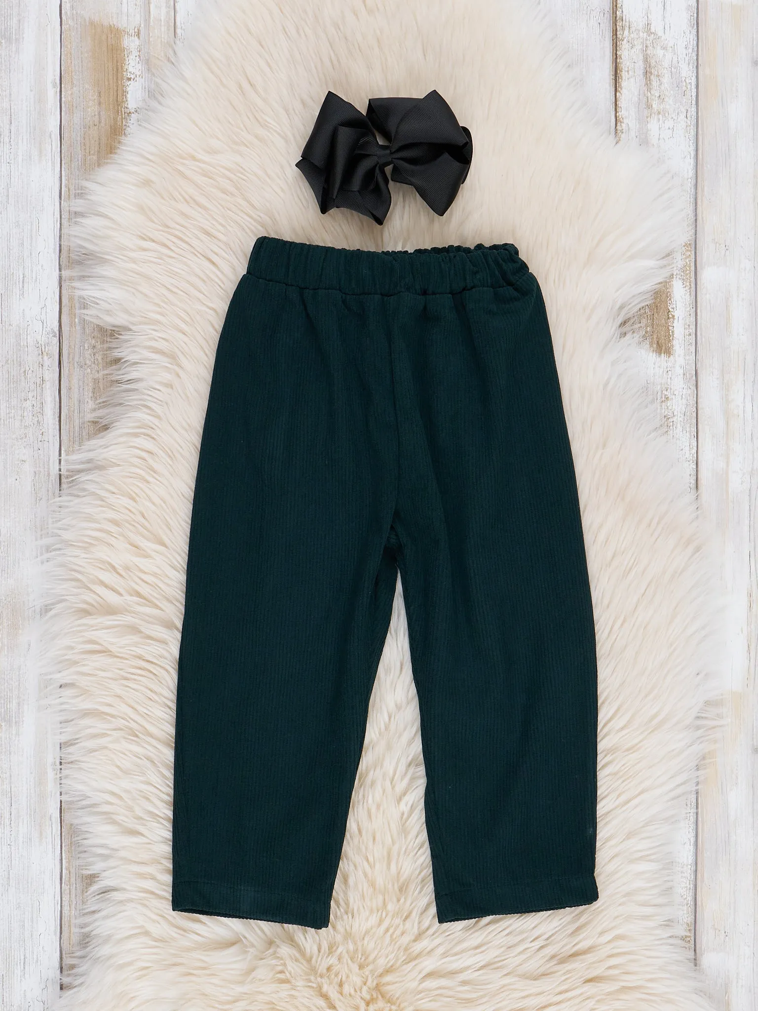 Corduroy Pull-On Pants - Dark Green