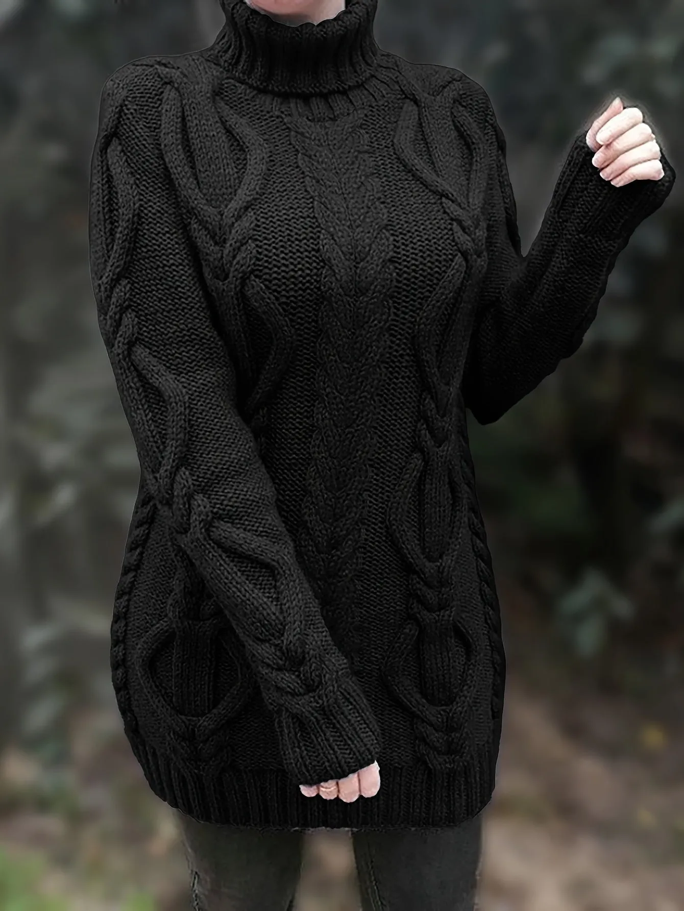 Cozy Chunky Cable Knit Sweater with Turtleneck