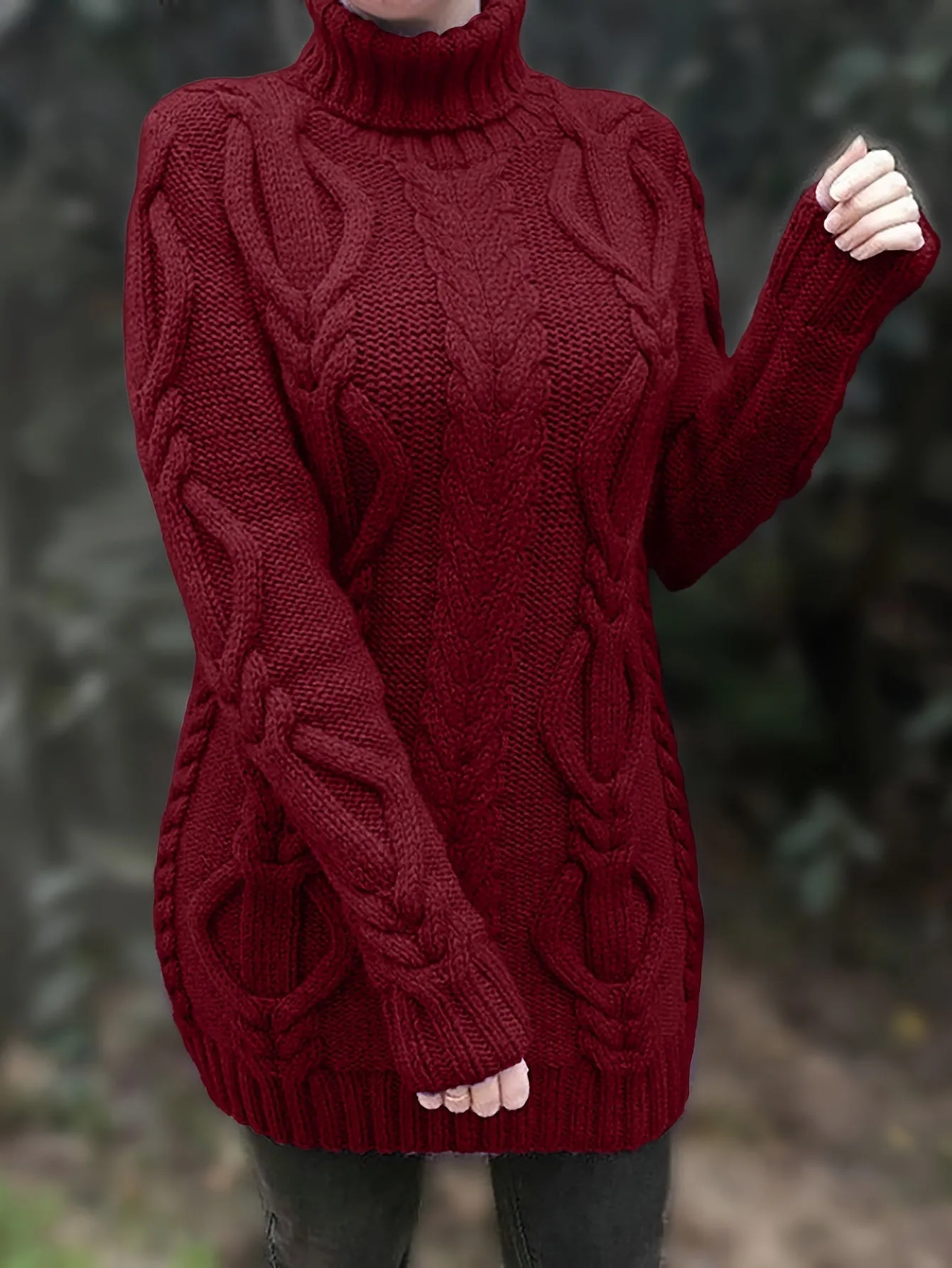 Cozy Chunky Cable Knit Sweater with Turtleneck