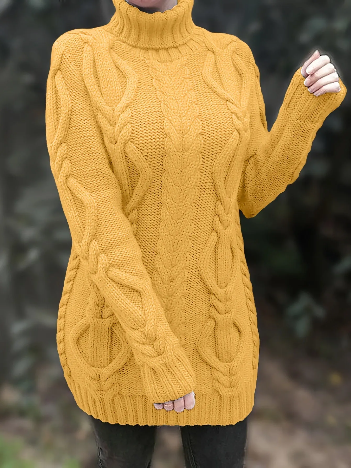 Cozy Chunky Cable Knit Sweater with Turtleneck