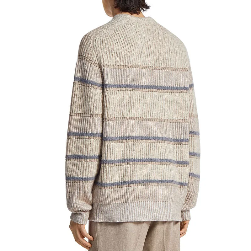 Custom Wholesale Man Cashmere Striped Knit Pullover Sweater - OEM/ODM Manufacturer