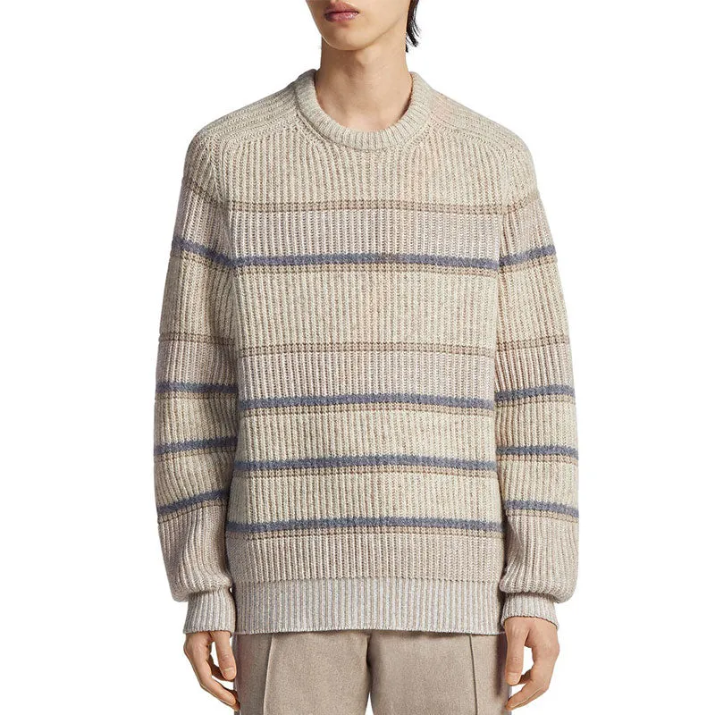 Custom Wholesale Man Cashmere Striped Knit Pullover Sweater - OEM/ODM Manufacturer