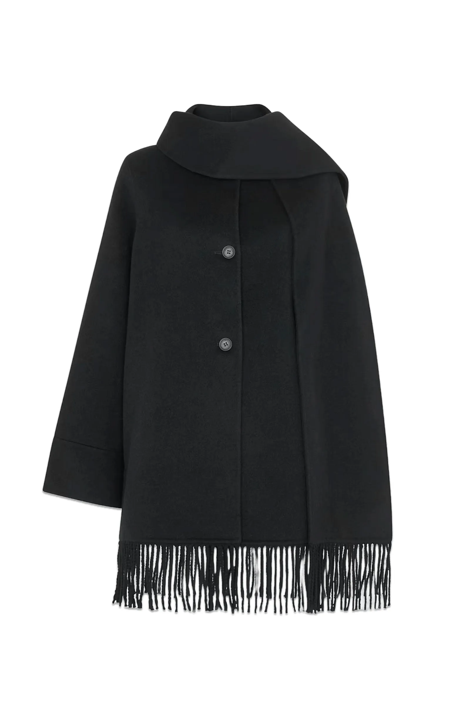 Double Face Wool Fringe Coat