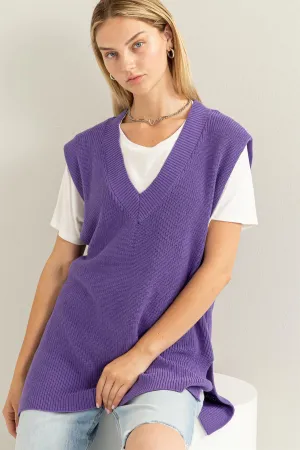 DZ23G330-V-NECK KNITTED SWEATERVEST