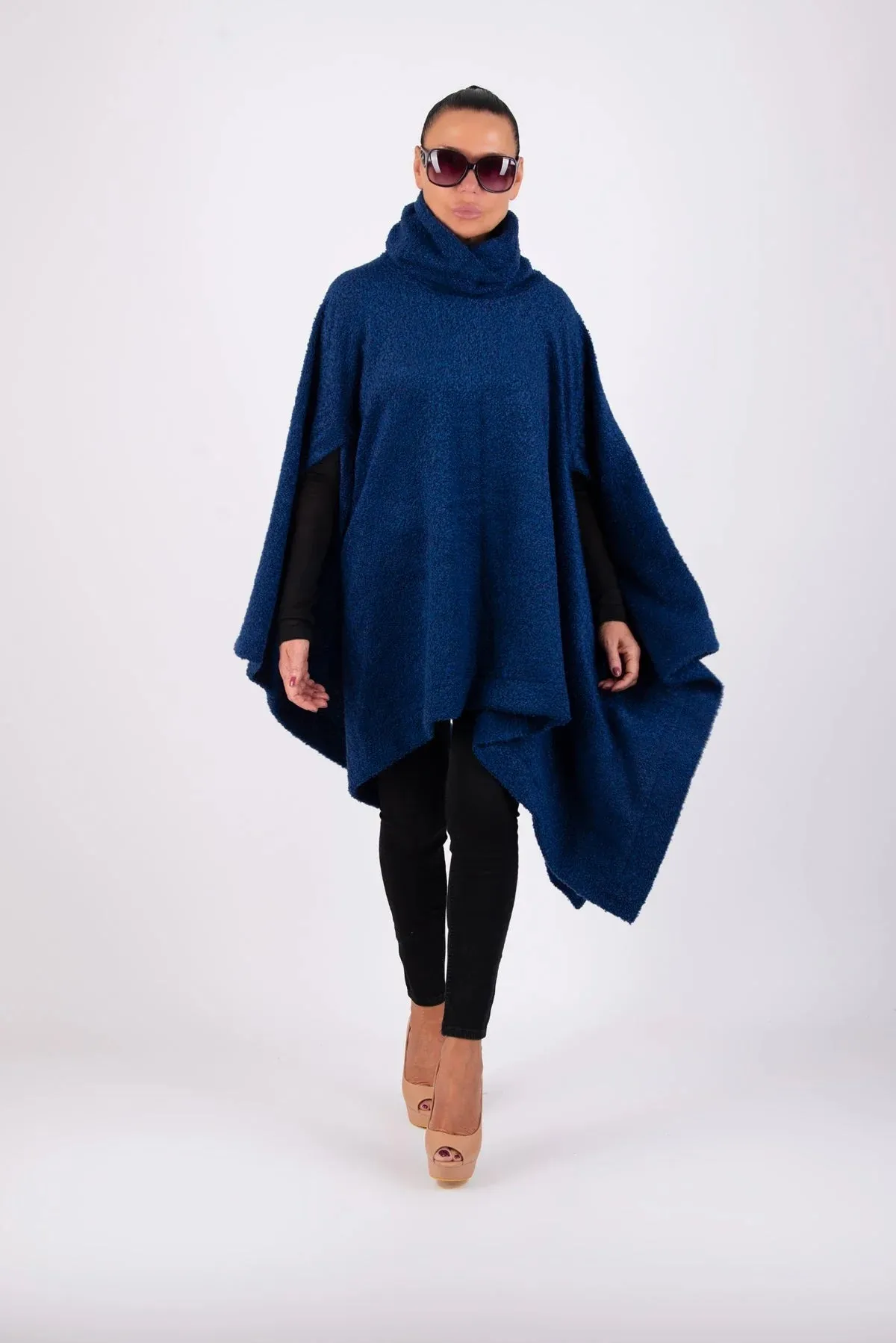 EVA Blue Knitted Poncho