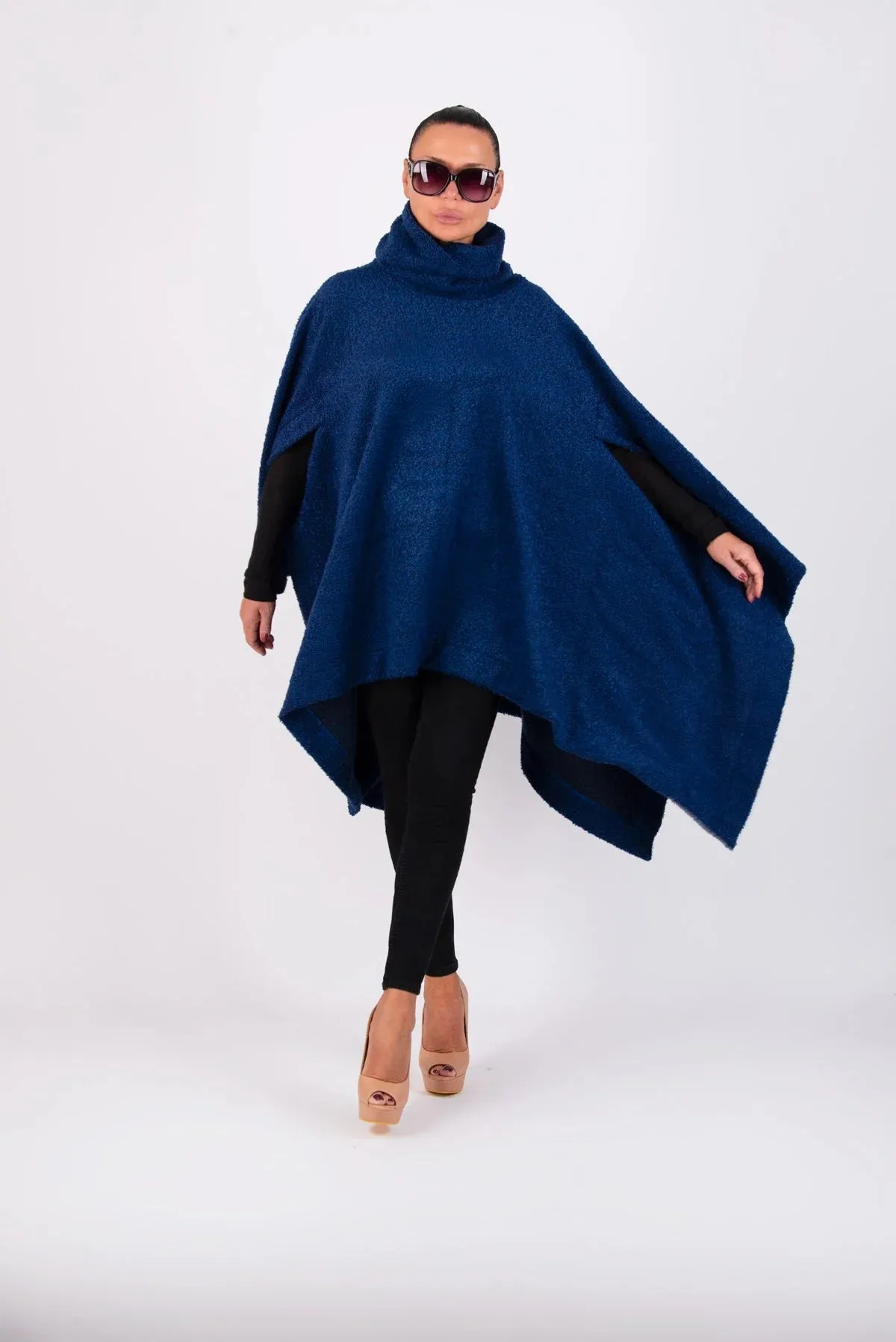 EVA Blue Knitted Poncho