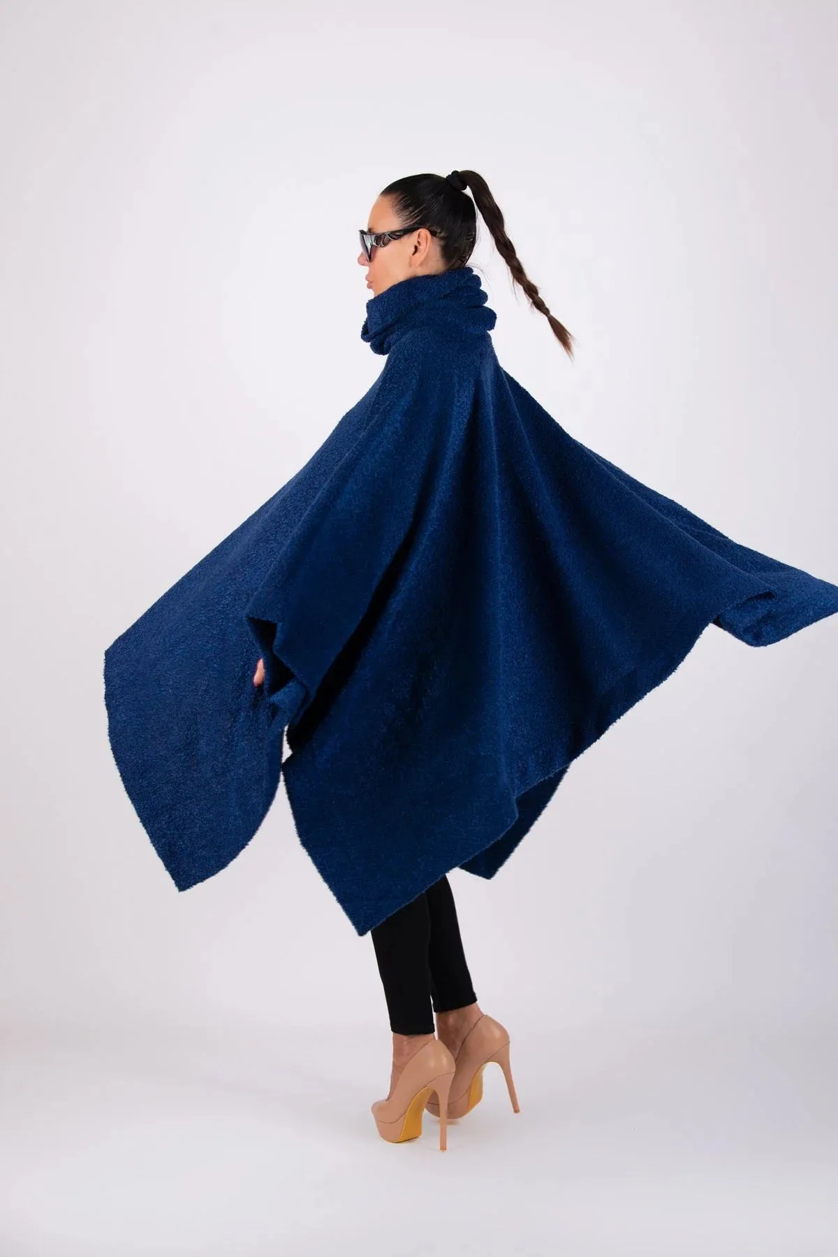 EVA Blue Knitted Poncho