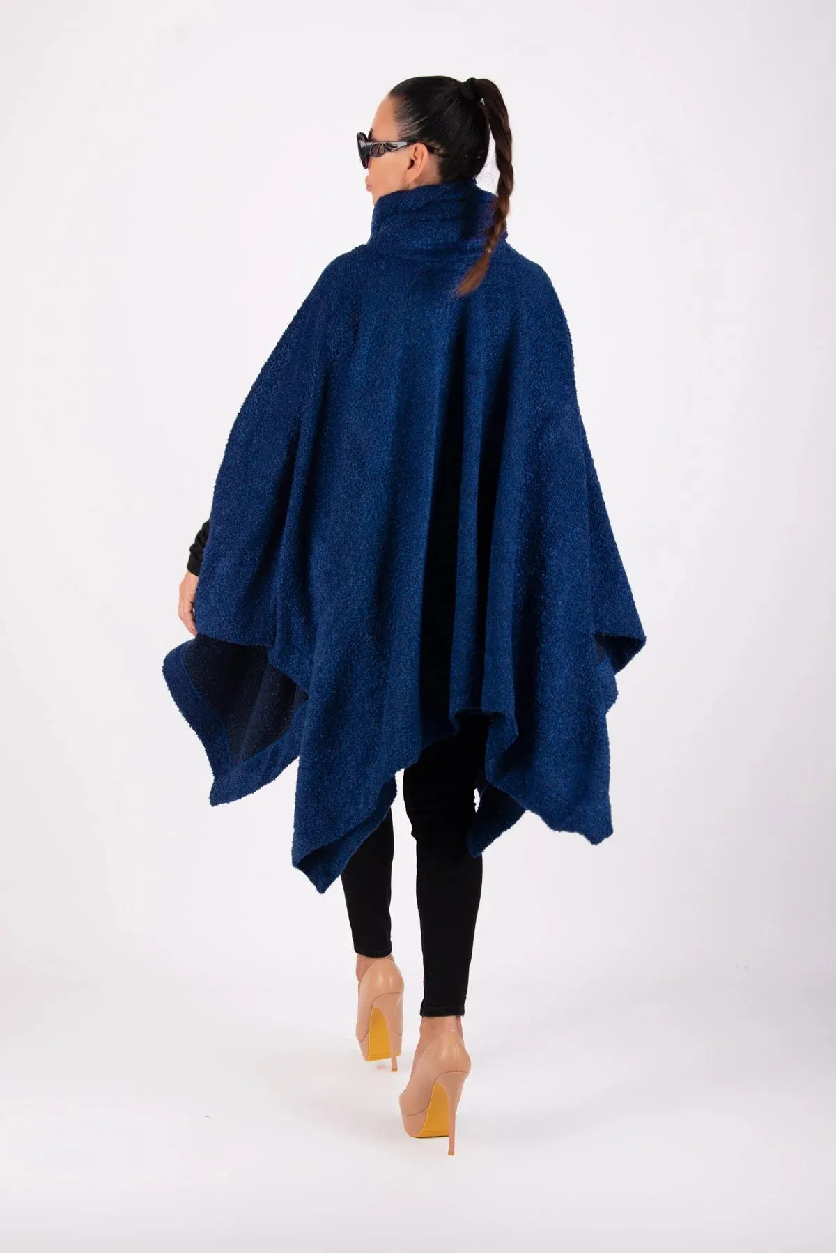 EVA Blue Knitted Poncho