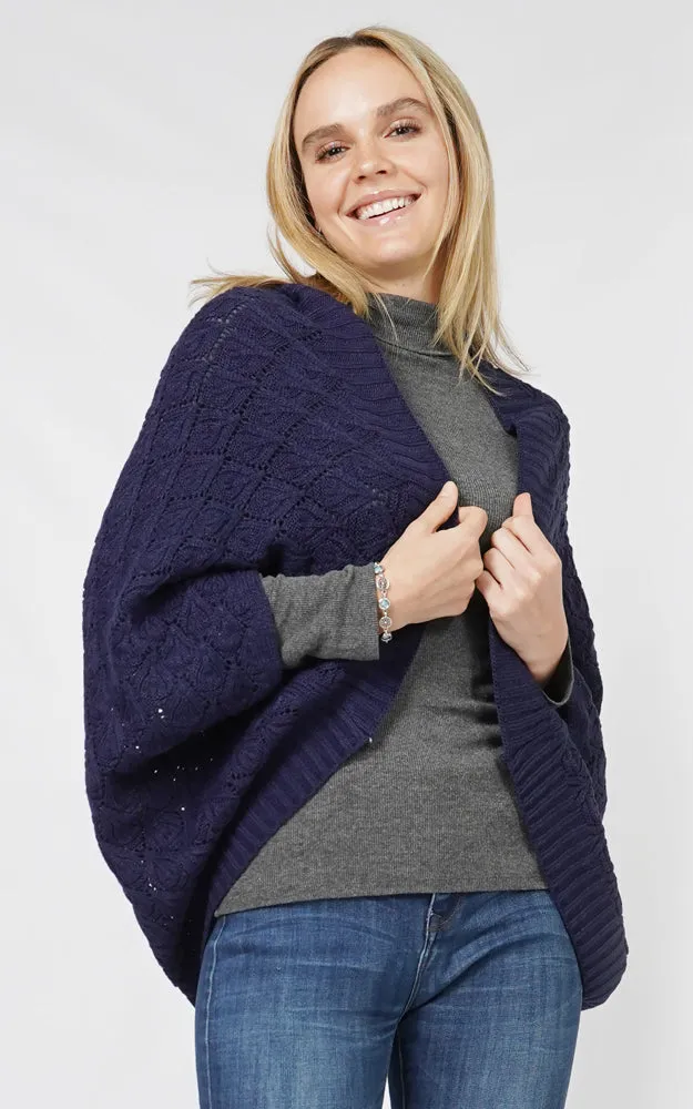 EVT10906 DIAMOND KNIT SHRUG CAPE SHAWL