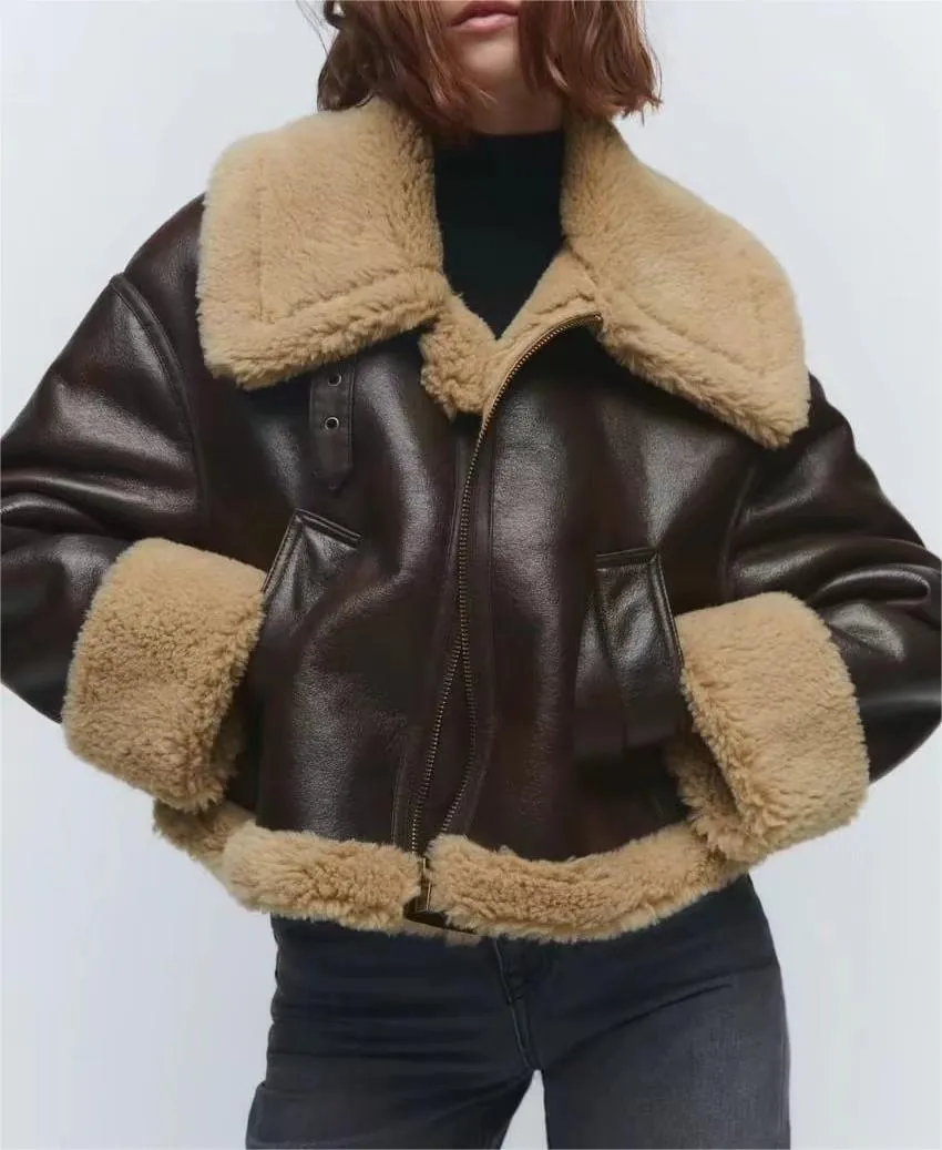 Faux Fur Leather Jacket