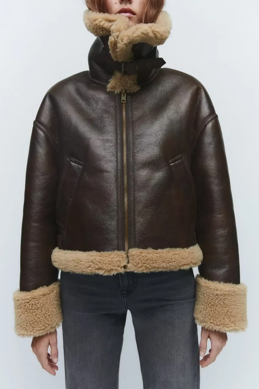 Faux Fur Leather Jacket