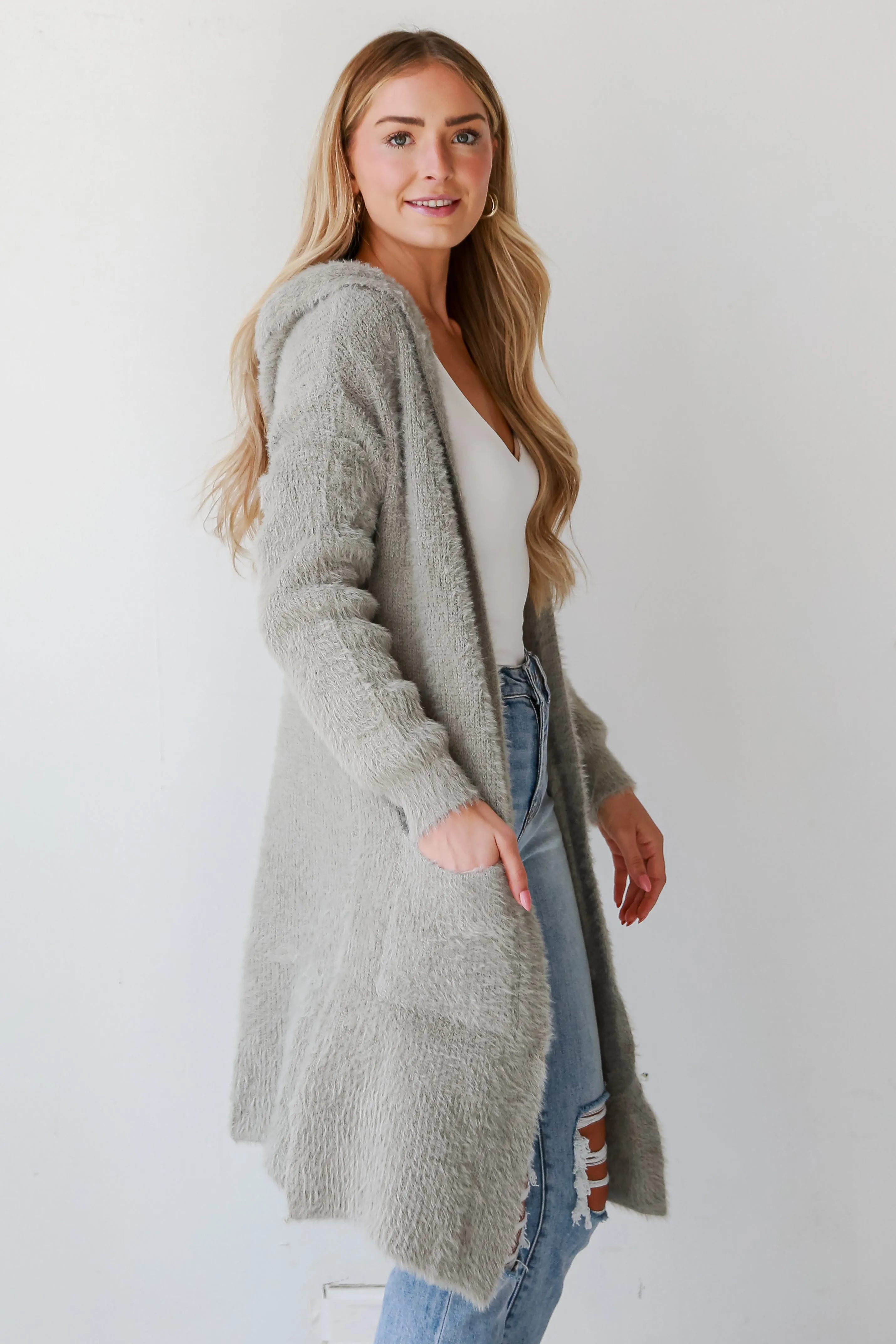 FINAL SALE - Keep Me Bundled Eyelash Knit Hooded Cardigan - DOORBUSTER