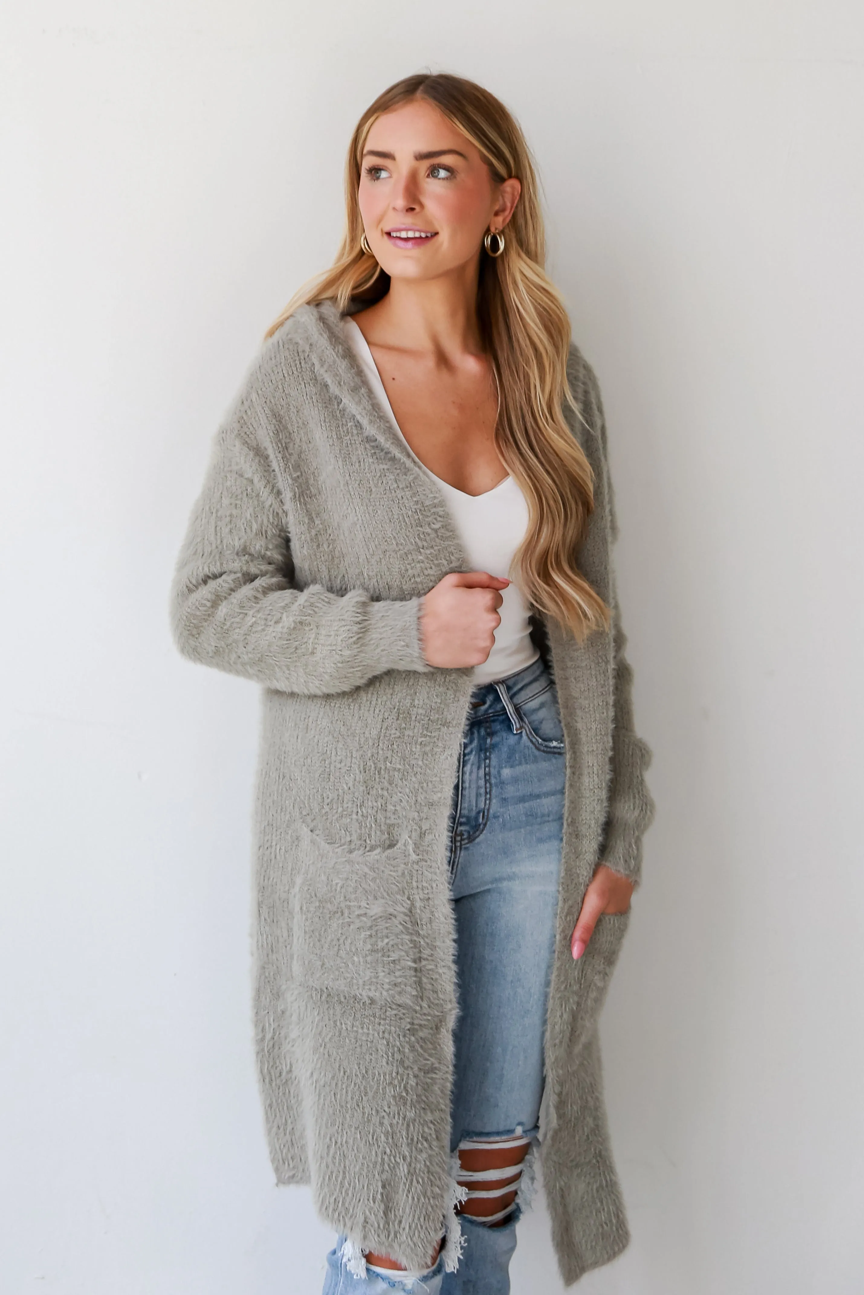 FINAL SALE - Keep Me Bundled Eyelash Knit Hooded Cardigan - DOORBUSTER