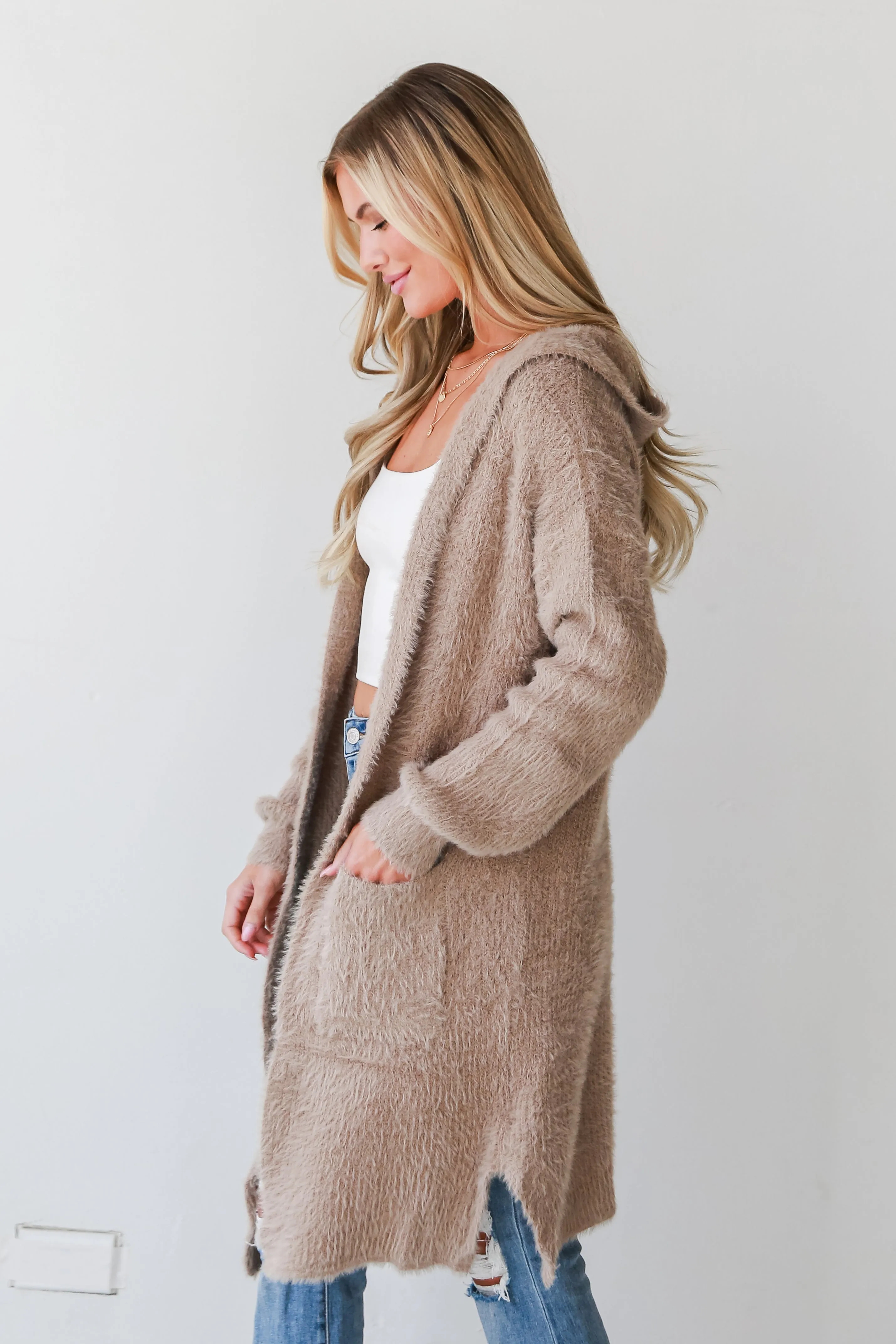 FINAL SALE - Keep Me Bundled Eyelash Knit Hooded Cardigan - DOORBUSTER