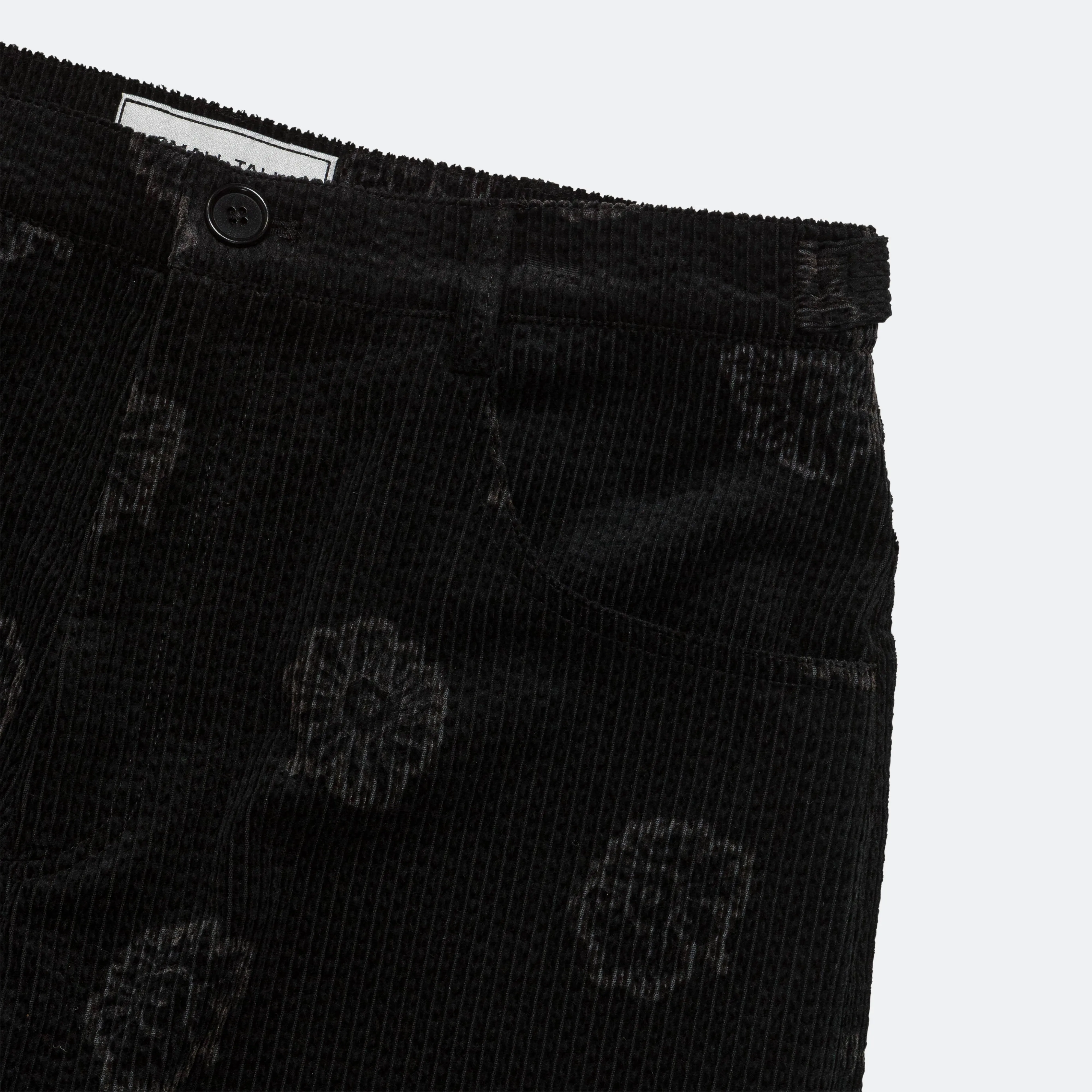 Floral Burn Corduroy Jean Cut Trouser - Shiny Black