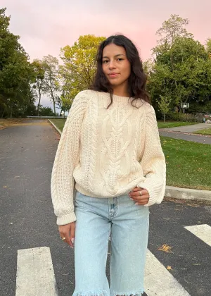 Free People Frankie Cable Knit Sweater ★ Ivory