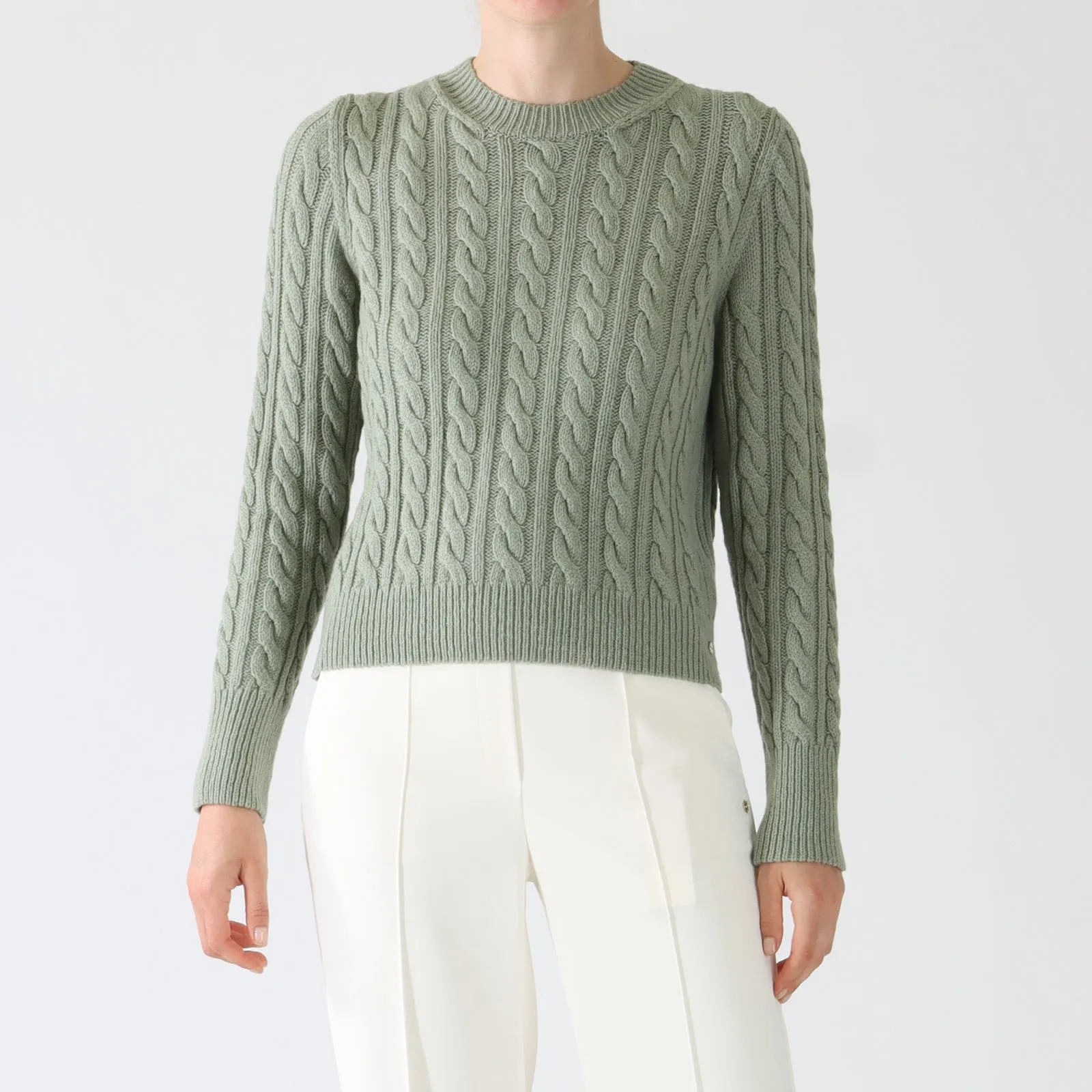 Frozen Sage Cable Knit Sweater