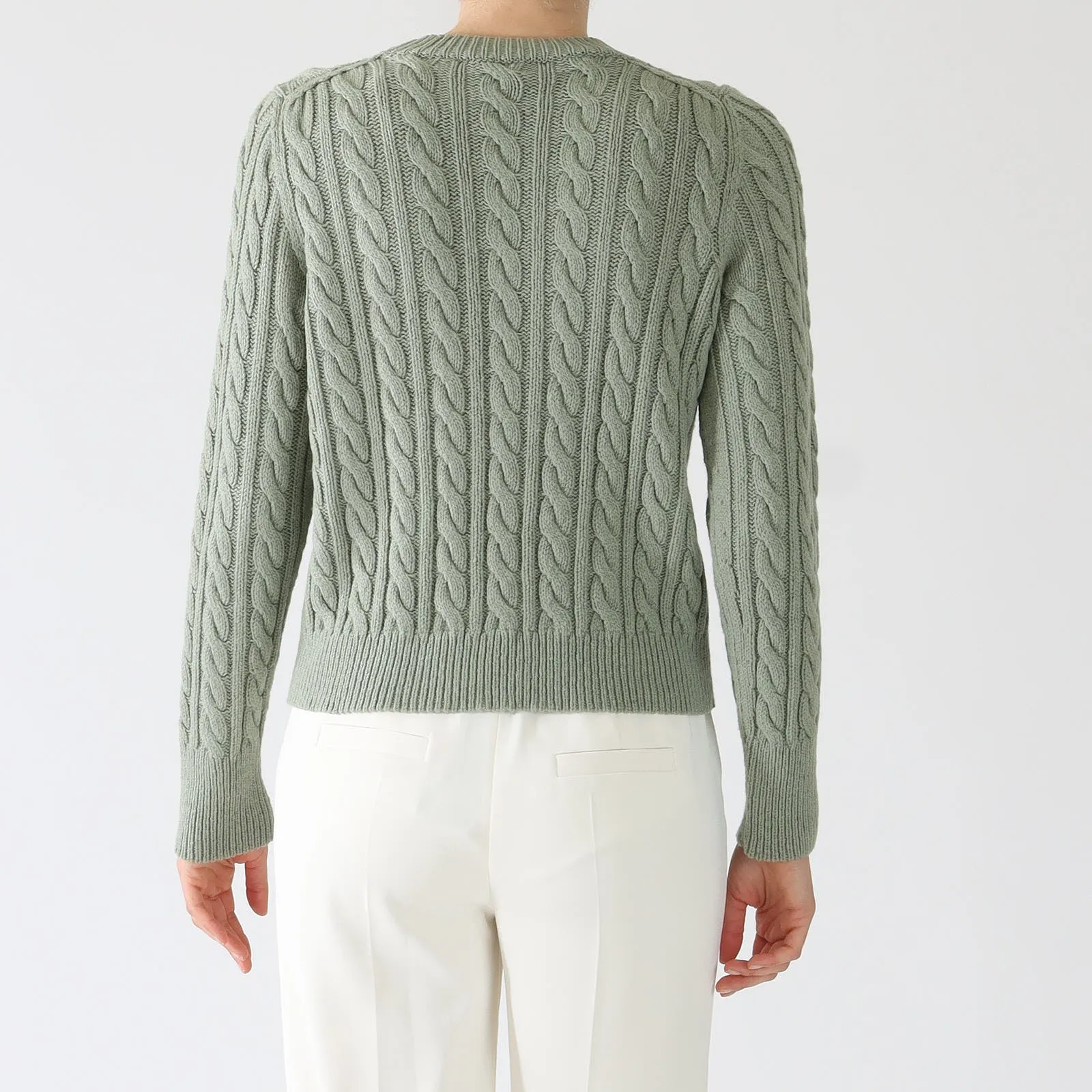 Frozen Sage Cable Knit Sweater