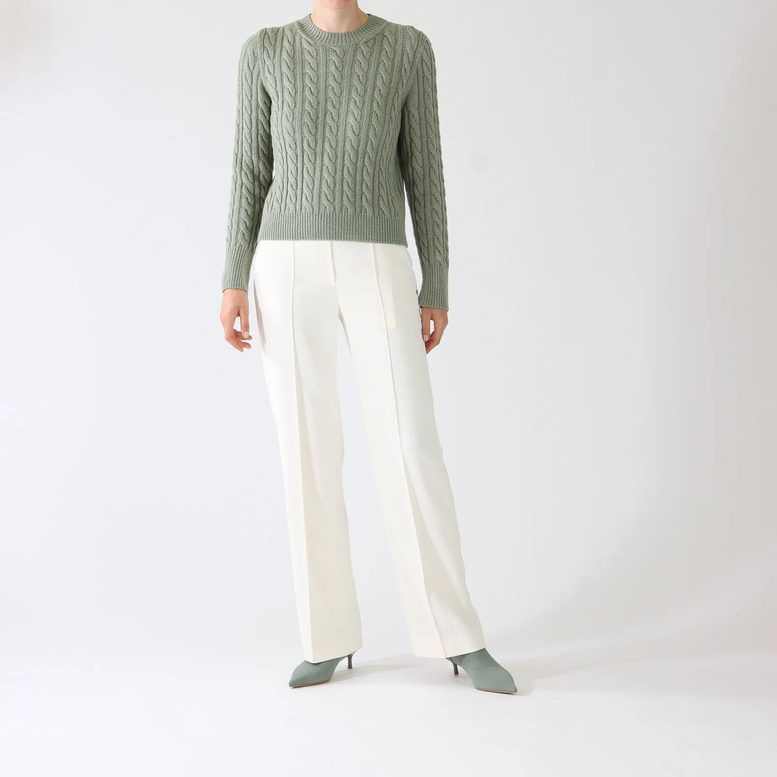 Frozen Sage Cable Knit Sweater