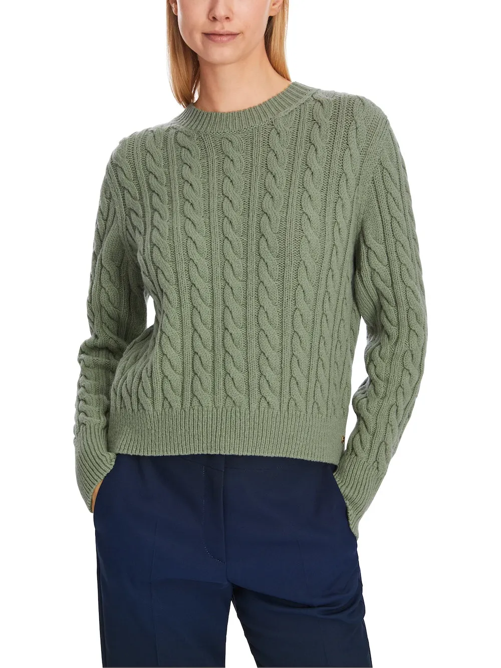 Frozen Sage Cable Knit Sweater