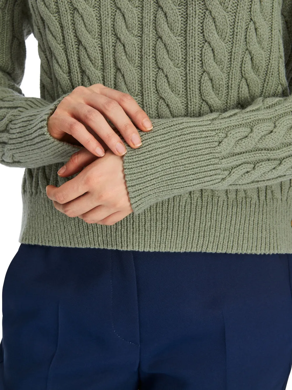 Frozen Sage Cable Knit Sweater